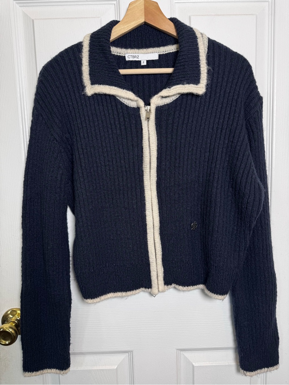 CTBRZ Citybreeze Navy Wool Blend Zip Cardigan Coastal Old Money Preppy